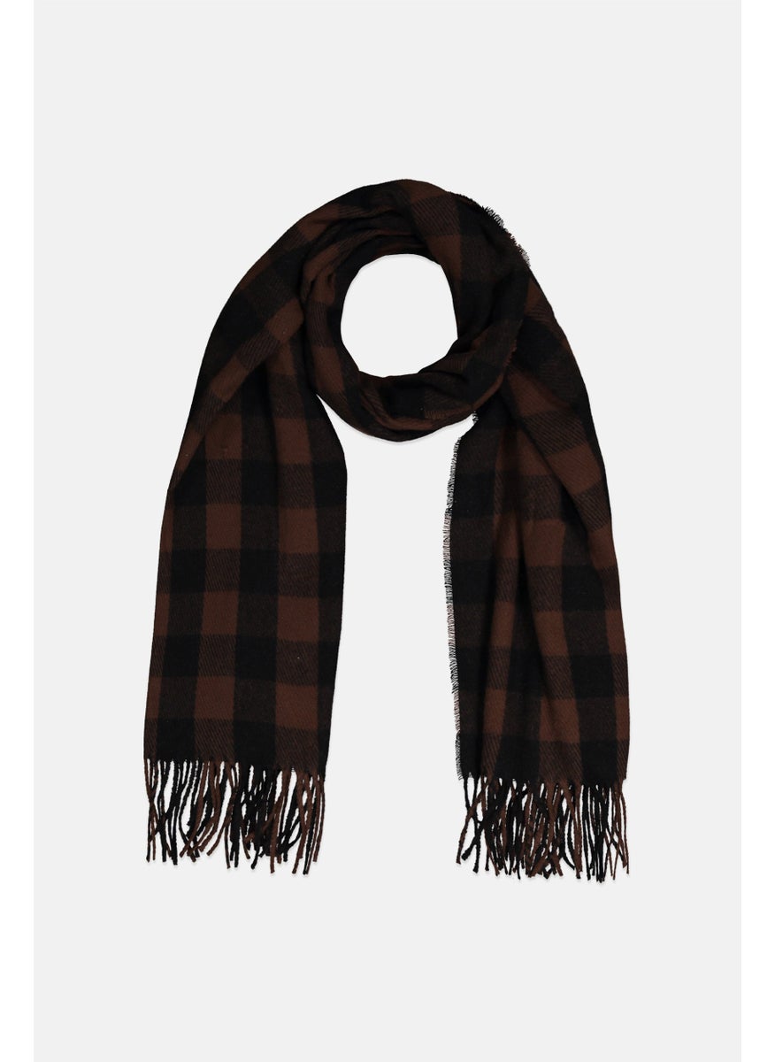 Tchibo Women Fringes Scarf 185 x 57 cm, Brown Combo  - Image 1