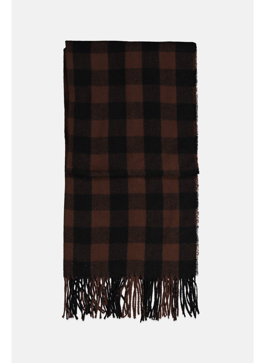 Tchibo Women Fringes Scarf 185 x 57 cm, Brown Combo  - Image 2
