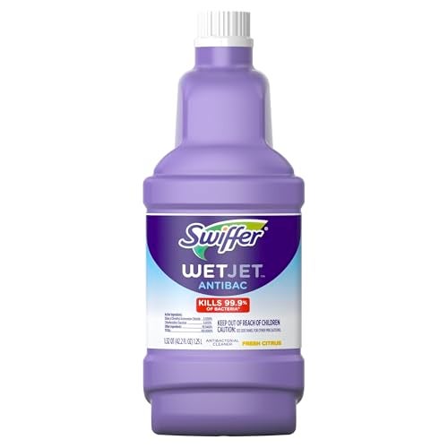 Swiffer WetJet Antibacterial Solution Refill for Floor Mopping and Cleaning, All Purpose Multi Surface Floor Cleaning Solution, Fresh Citrus Scent, 1.25 Liters - Image 1