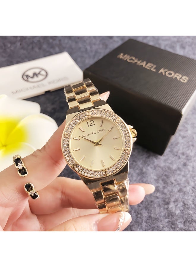 ام كي Michael Kors Gold - Tone Crystal - Accented Watch