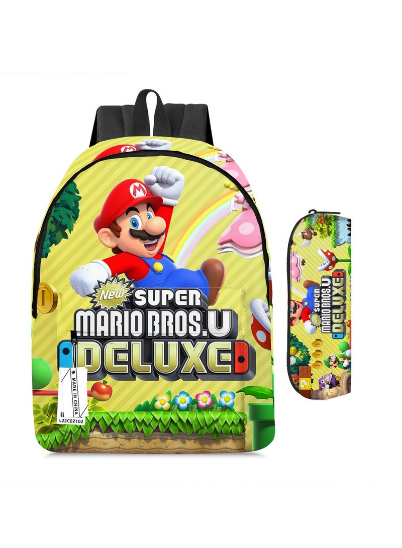 2 Pcs Super Mario School Backpack And Pencil Case Multicolour Made In China  - Image 1