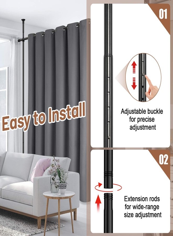 HOSKO Room Divider Curtain Rod, No Drilling curtain divider for Room Separation, 48 to 72inches(W) 4-10ft (H) Adjustable hanging Room Divider Rod Stand, Floor to Ceiling Room Curtain Divider Black - Image 5