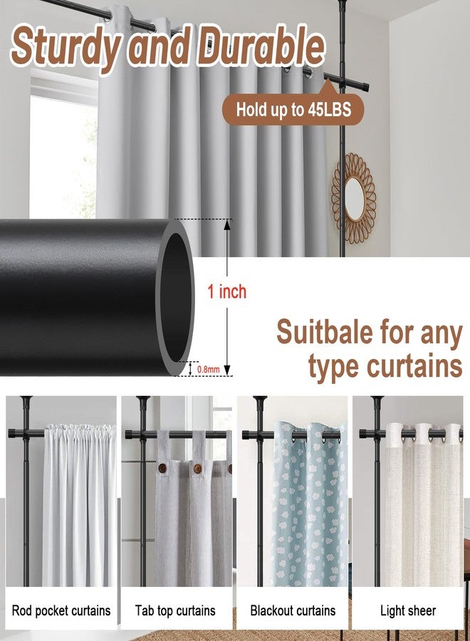 HOSKO Room Divider Curtain Rod, No Drilling curtain divider for Room Separation, 48 to 72inches(W) 4-10ft (H) Adjustable hanging Room Divider Rod Stand, Floor to Ceiling Room Curtain Divider Black - Image 4
