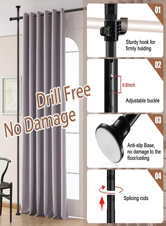 HOSKO Room Divider Curtain Rod, No Drilling curtain divider for Room Separation, 48 to 72inches(W) 4-10ft (H) Adjustable hanging Room Divider Rod Stand, Floor to Ceiling Room Curtain Divider Black - Image 2