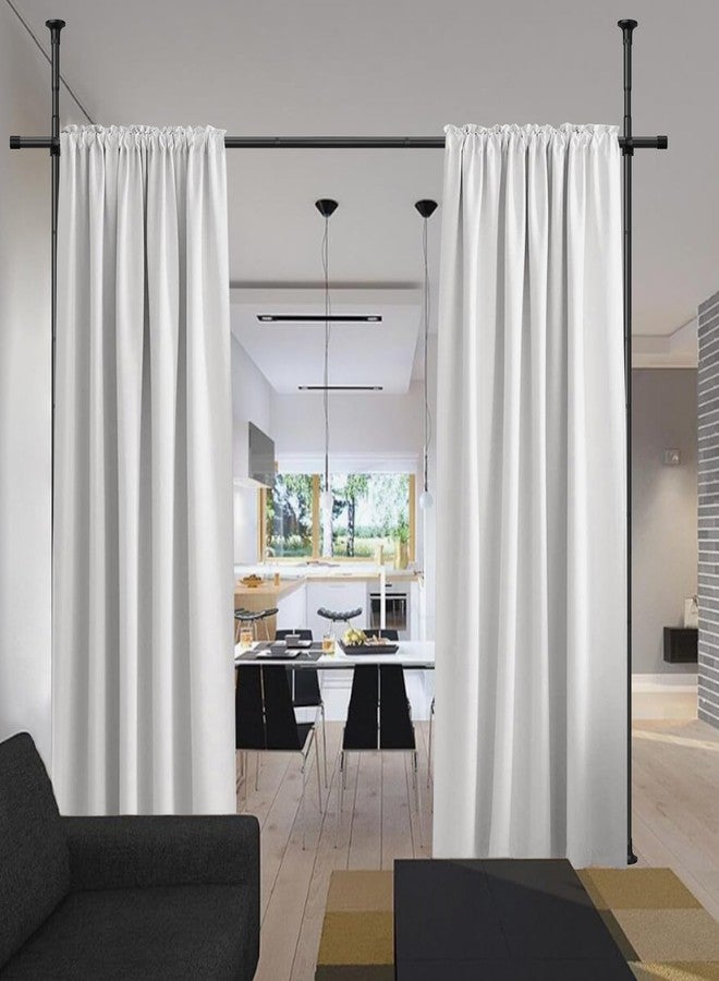 HOSKO Room Divider Curtain Rod, No Drilling curtain divider for Room Separation, 48 to 72inches(W) 4-10ft (H) Adjustable hanging Room Divider Rod Stand, Floor to Ceiling Room Curtain Divider Black - Image 1