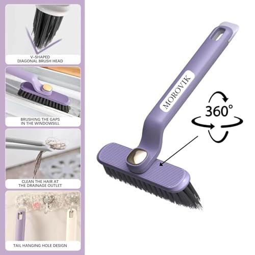 MOROVIK Multi-Function Bathroom Cleaning Brush, Tiles Cleaning Brush, Hard Bristle Rotating Crevice Gap Cleaning Brushes for Bathroom, Floor Cleaner Brush (Multi) - Image 3