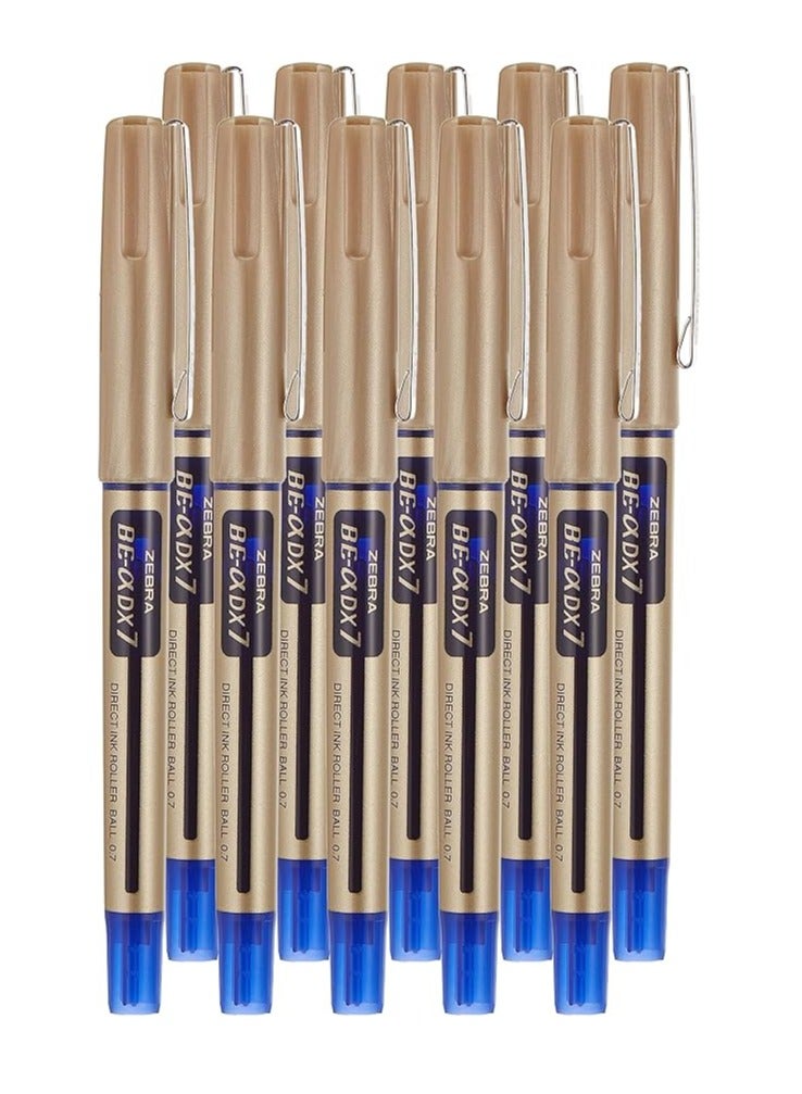 ZEBRA 10 Piece DX7 Direct Ink Roller Ball Blue Ink Pen 0.7mm - Image 2
