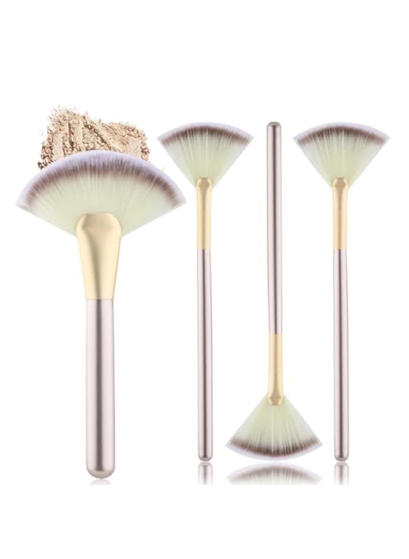 Zikra 4 PCS Facial Fan Brushes, Makeup Brushes, Mask Slim Soft Applicator Brushes, Angled Brush Precision Eyeshadow Tools, Chemical Peel Brush, Cosmetic Multi-Use Tools for Women Girl Makeup Artist Stylist - Image 1