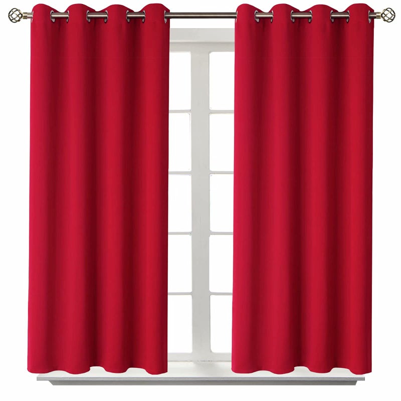 BGment Room Darkening Curtains 54 Inches Long - Grommet Thermal Insulated Drapes Window Treatment Curtains for Bedroom  2 Panels  52 x 54 Inch  Red - Image 1