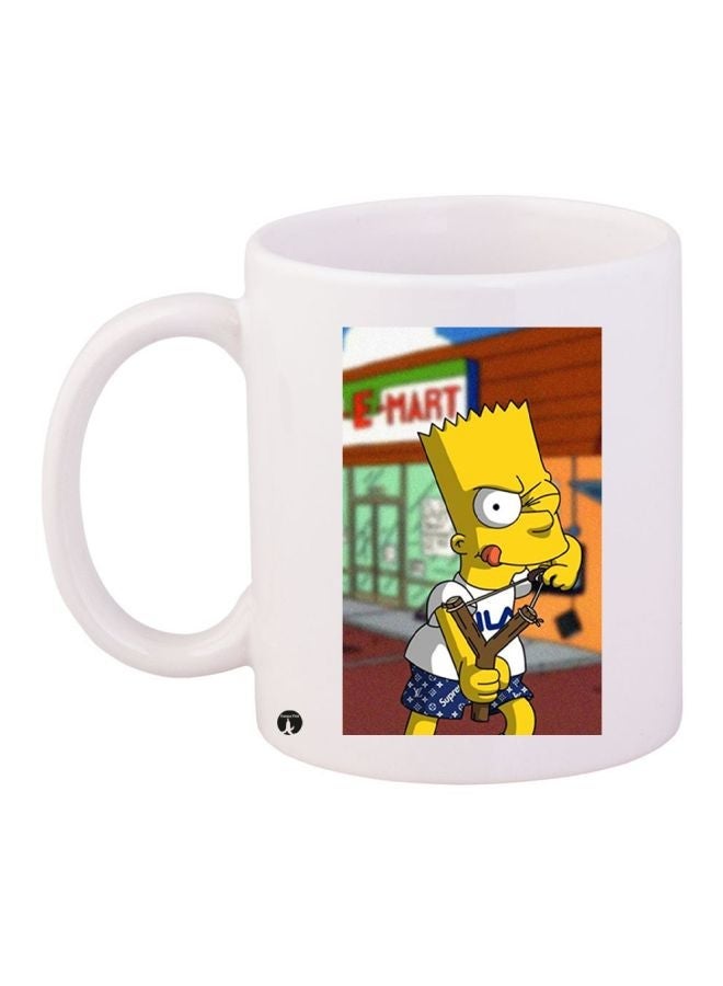RYN Simpsons Printed Coffee Mug White/Yellow/Brown 11ounce