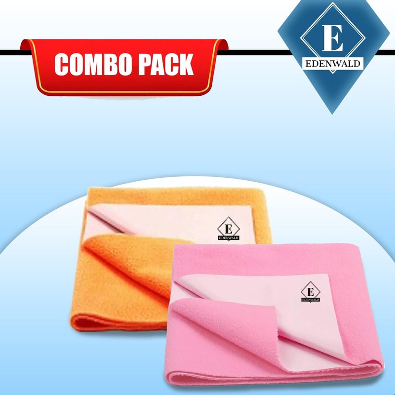 Edenwald Waterproof Quick Dry Sheet Pack of 2 | Waterproof Baby Sheets | (Pink+Orange_X-Large (200cm x 140cm) - Image 2