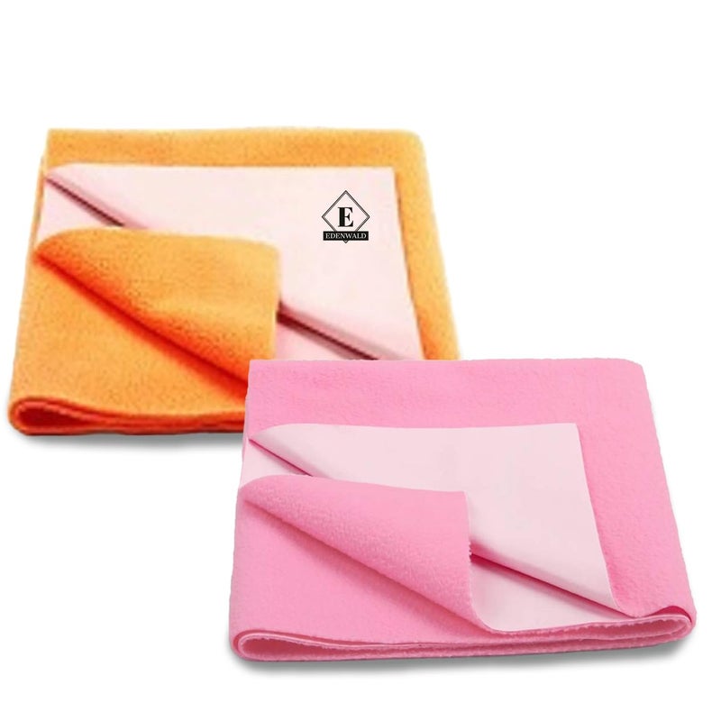 Edenwald Waterproof Quick Dry Sheet Pack of 2 | Waterproof Baby Sheets | (Pink+Orange_X-Large (200cm x 140cm) - Image 1