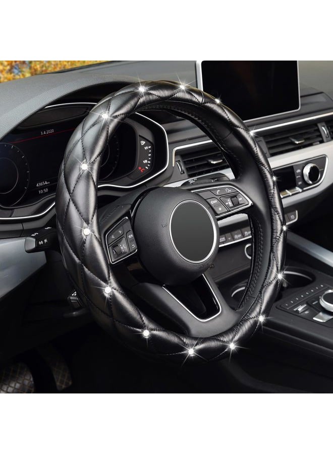 KAFEEK 16 inch Diamond Soft Leather Steering Wheel Cover,Compatible for F150 F250 F350 Ram 4Runner Tacoma Tundra Range Rover - Image 1