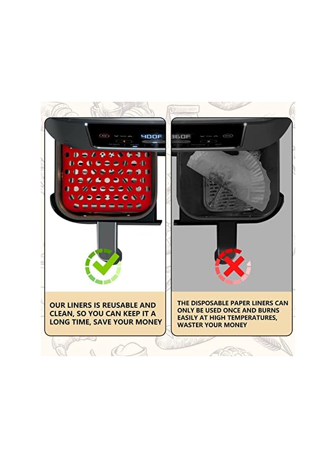 S-TOP Air Fryer Reusable Liners for Ninja Foodi Dual DZ201, 4 Pack Easy Clean Air Fryer Accessories, Non Stick, AirFryer Accessory Parchment Paper Replacement - Image 3