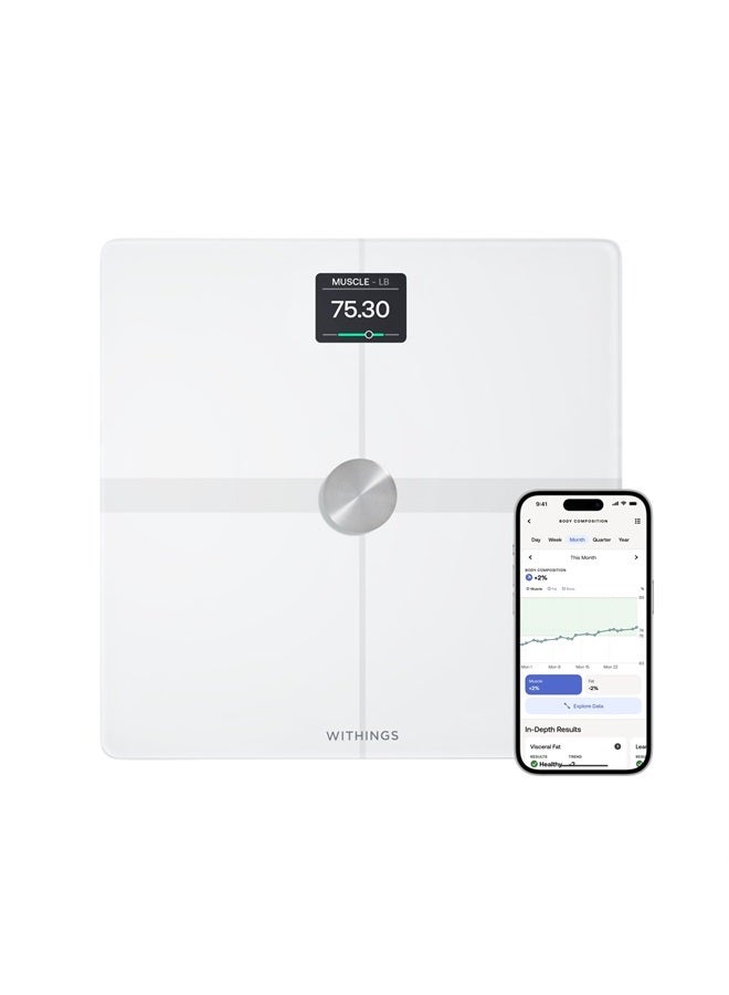 Withings WITHINGS Body Smart - Accurate Scale for Body Weight and Fat Percentage, Body Composition Wi-Fi and Bluetooth Weight Scale, Baby Weight Scale, Smart Scale Apple Health Compatible, Bathroom Scale - Image 1