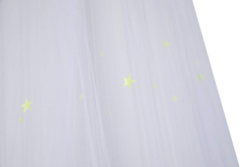 BCBYou Mosquito Net Canopy with Glow in Dark Stars for Baby, Kids, and Adults - Cover The Crib, Kids Bed, Full Size Bed (White) - Image 2