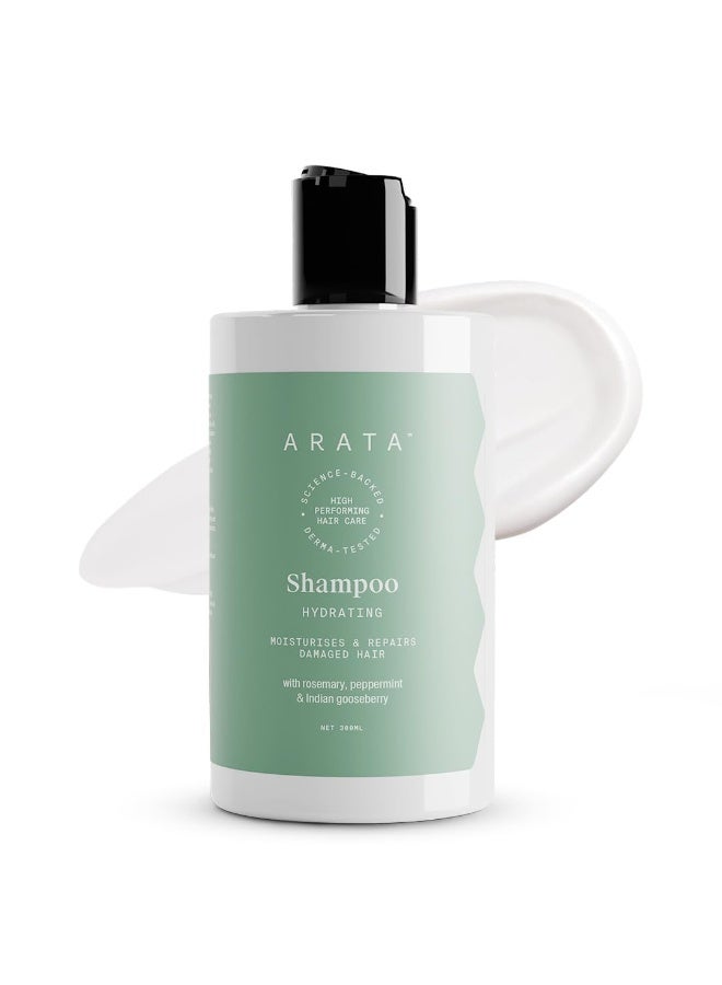 Arata Natural Hydrating Hair Shampoo (300 ml) Reduces Frizz, Split Ends|Derma Tested|For Soft, Smooth Hair Paraben and Sulphate Free for Damage Repair & Moisturization|With Ginger & Gooseberry - Image 1