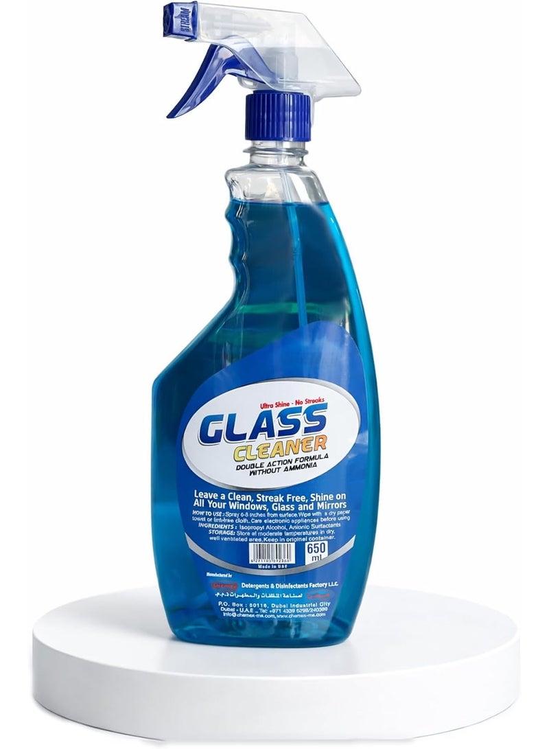Royal Apex Glass Cleaner Spray 650ml – Streak-Free Window & Mirror Cleaning Solution, Multi-Surface Glass Cleaner with Trigger Spray Bottle for Home, Office & Car - Image 1
