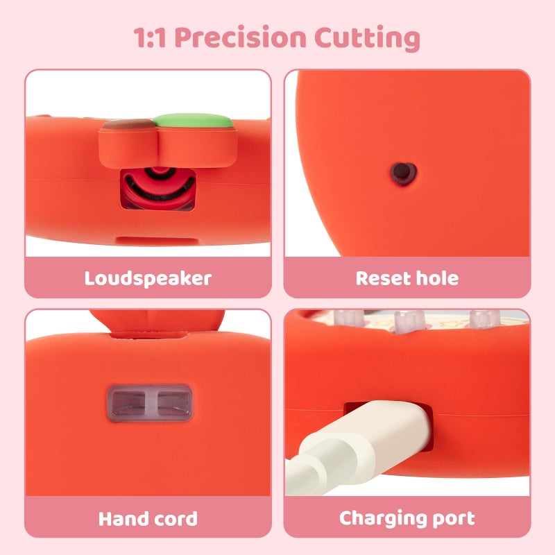 BUBBLELOGUS Apple Bubble Protective Case for Tamagotchi Uni - Soft TPU Silicone Cover with Faceplate & Charms Set, Anti-Scratch & Waterproof (Red) - Image 3