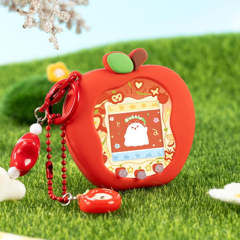 BUBBLELOGUS Apple Bubble Protective Case for Tamagotchi Uni - Soft TPU Silicone Cover with Faceplate & Charms Set, Anti-Scratch & Waterproof (Red) - Image 5