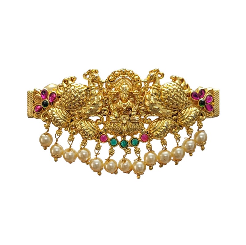 Arnavira® Gold Antique Finish Traditional Temple Design Hair Clip Barrette For Women and Girl Bridal Wedding (Gold Antique, Design 01) - Image 5