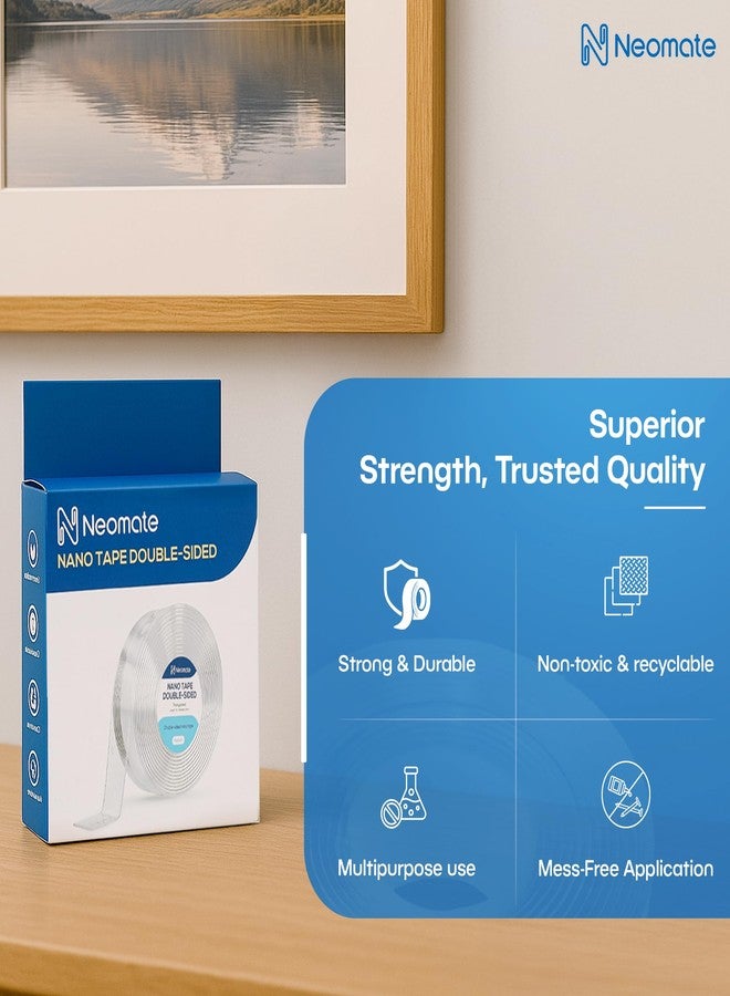 Neomate شريط لاصق نيوميت مزدوج الجوانب شديد التحمل بطول 3 أمتار | شريط لاصق شفاف قوي للتثبيت على الجدران والملصقات والسجاد | للاستخدام المنزلي والمكتبي | 9.8 × 9.8 × 3 سم - Image 5