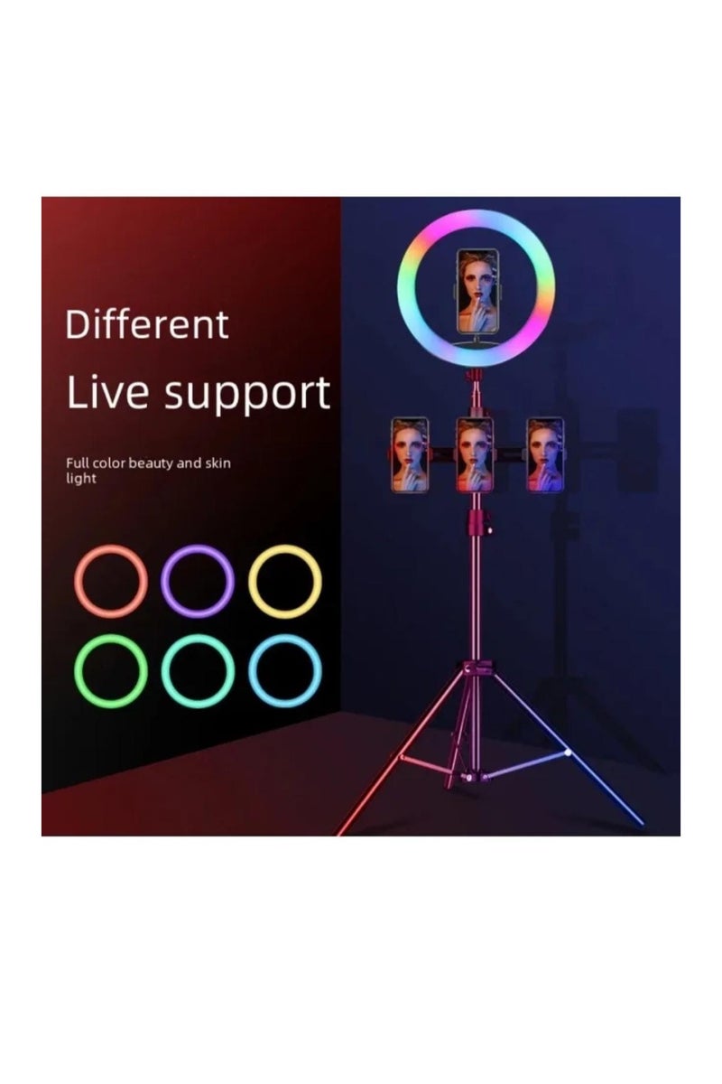 RGB LED Soft Ring Light  with Phone Holder – Multi-Color Dimmable Lighting for Makeup, Photography, and Video Recording - Image 1