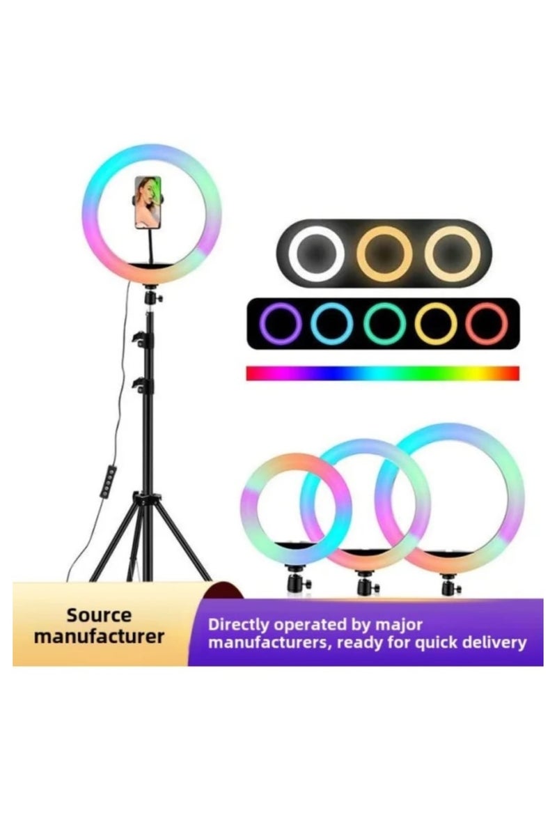 RGB LED Soft Ring Light  with Phone Holder – Multi-Color Dimmable Lighting for Makeup, Photography, and Video Recording - Image 2