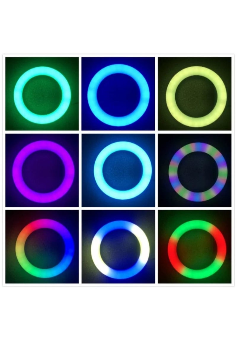 RGB LED Soft Ring Light  with Phone Holder – Multi-Color Dimmable Lighting for Makeup, Photography, and Video Recording - Image 4