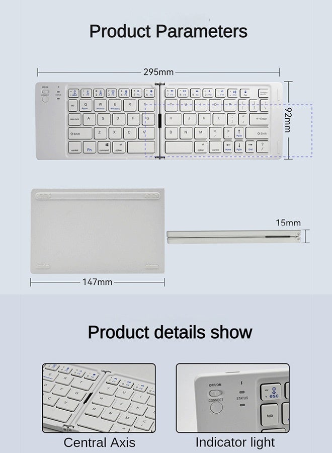 XUTIANZE Foldable Bluetooth Keyboard – Compatible with iOS/Android/Windows – Type-C Rechargeable – Scissor-Switch Quiet Typing – Bonus Phone Stand – Ultra-Slim & Travel-Friendly - Image 2