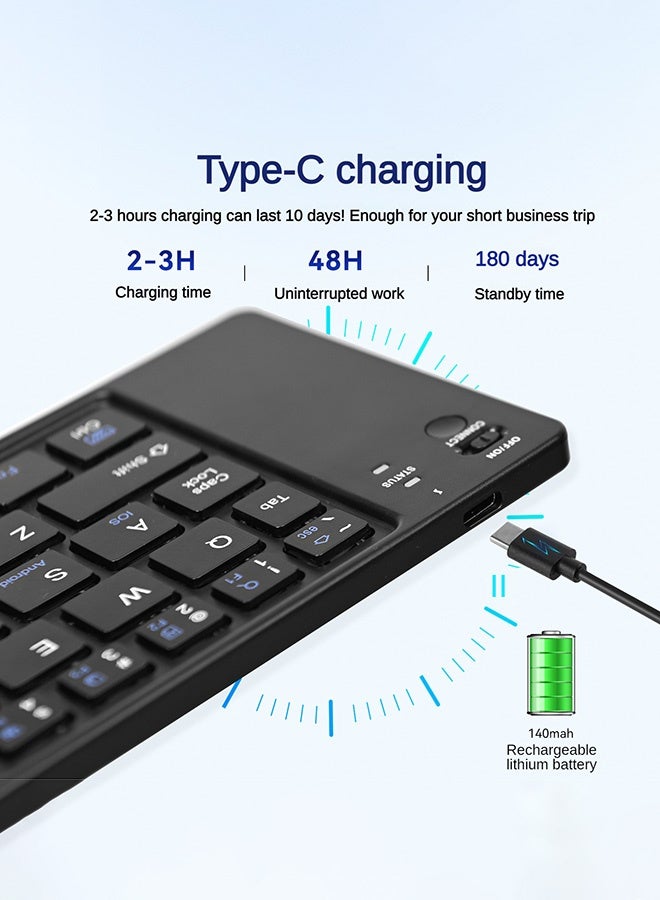 XUTIANZE Foldable Bluetooth Keyboard – Compatible with iOS/Android/Windows – Type-C Rechargeable – Scissor-Switch Quiet Typing – Bonus Phone Stand – Ultra-Slim & Travel-Friendly - Image 5