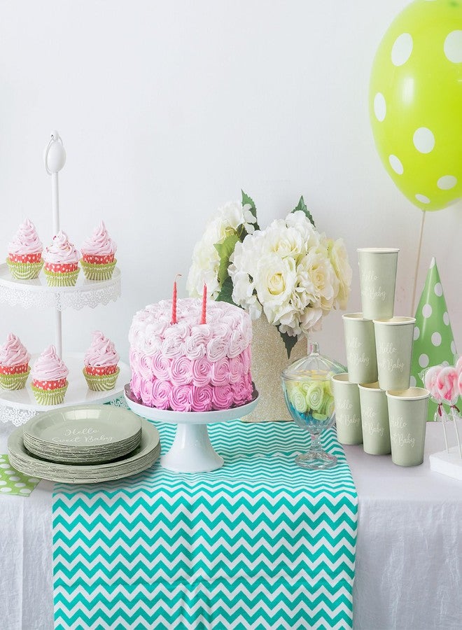 Mifoci 244 Pcs Baby Shower Sage Green Party Supplies Include 7 Inch 9 Inch Disposable Sage Green Paper Plates 9 oz Paper Cup - Image 3