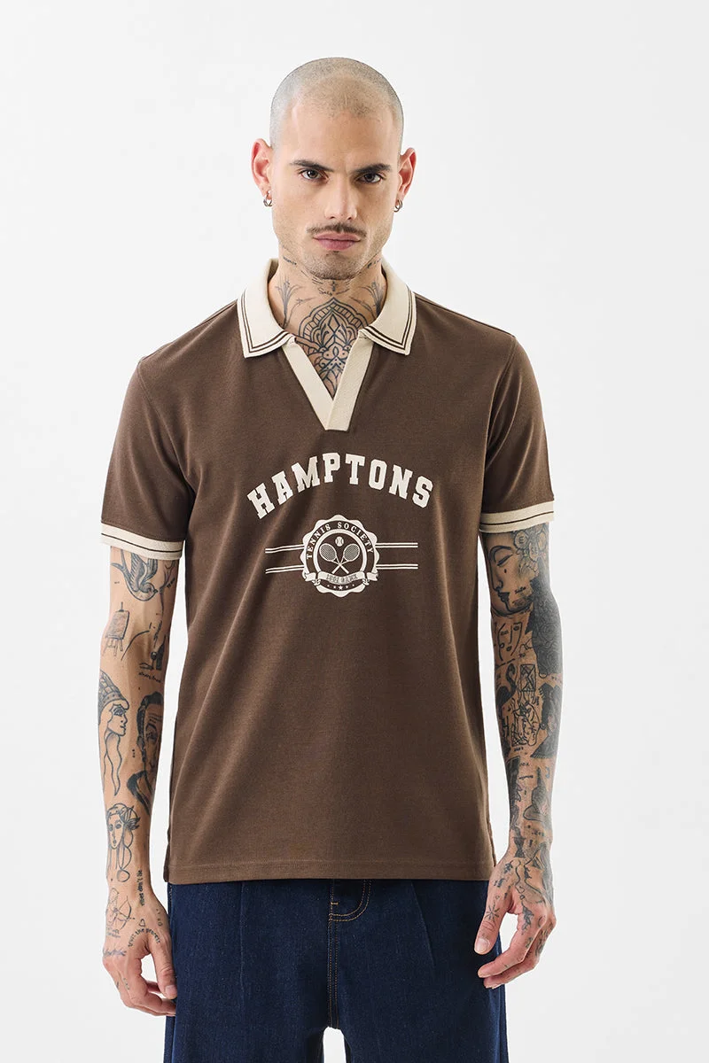 SNITCH Hamptons Brown Slim Fit Polo T-Shirt
