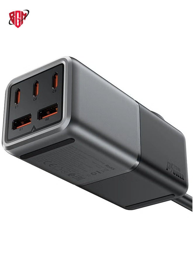 Z2 GaN Power Strip | 75W Fast Charging with 3 USB-C + 2 USB-A | EU Plug