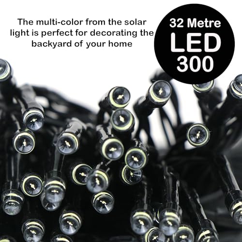 GIGAWATTS Solar String Light Outdoor Lighting with 32m 300 LED Light Weather Resistant Decorative Strip Versatile for Home Garden Balcony Party (Pack of 1) - Image 3