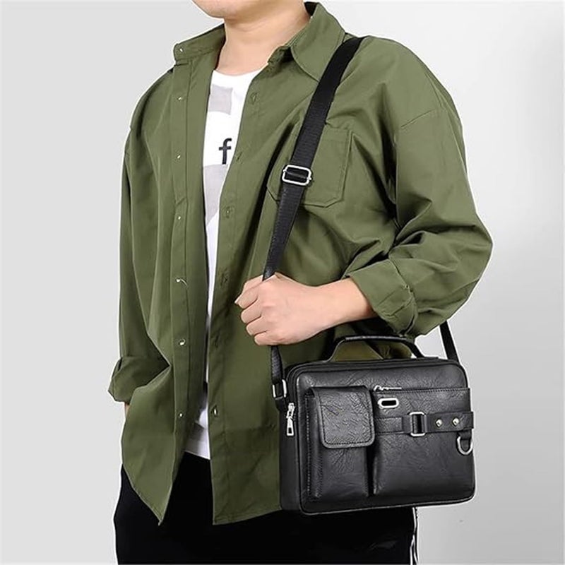 Handcuffs Crossbody Sling Bag for Men & Women | PU Leather Shoulder Bag with Earphone Port & Adjustable Strap for Travel & Work - Image 3