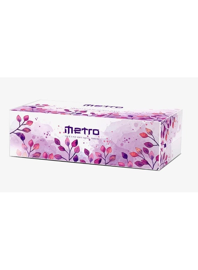 Metro Facial Tissue (150 Sheets - 2 Ply - 5 Boxes) | Premium Quality Facial Tissue 2 Ply - Image 2