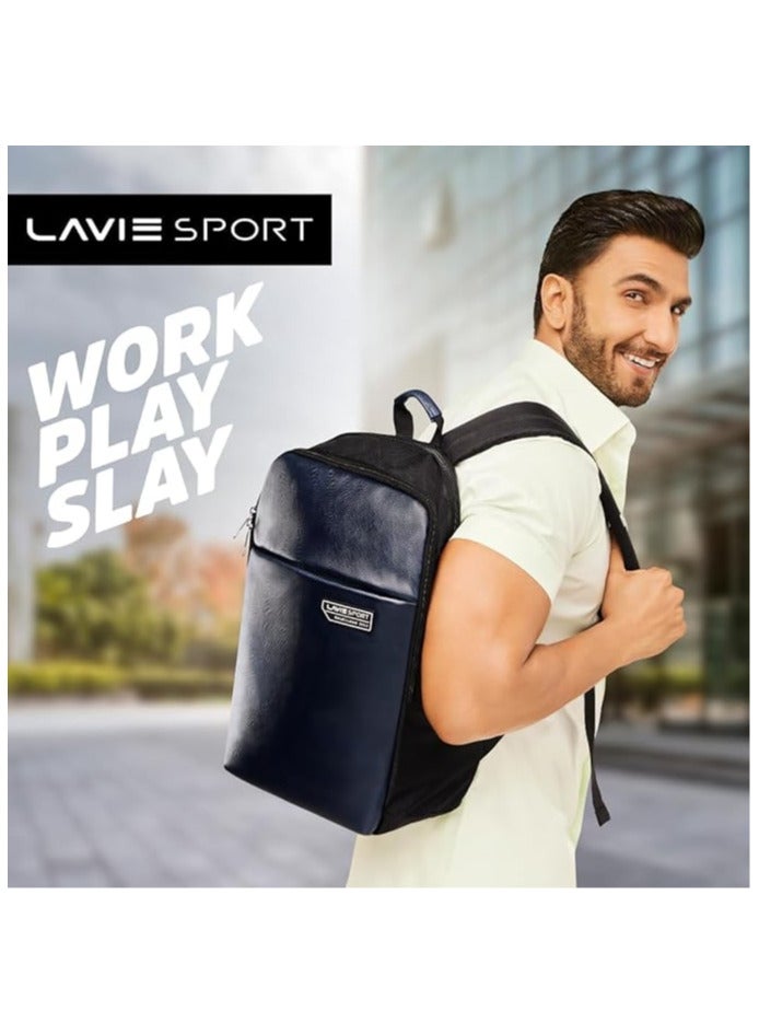 Lavie Sport 43cm Chairman 24 Litres Backpack with Padded Laptop Sleeve | Vegan Leather Business Backpack for Men & Women | Durable Office Bag | Upto 14 inch Notebook/MacBook Compatible - Image 2