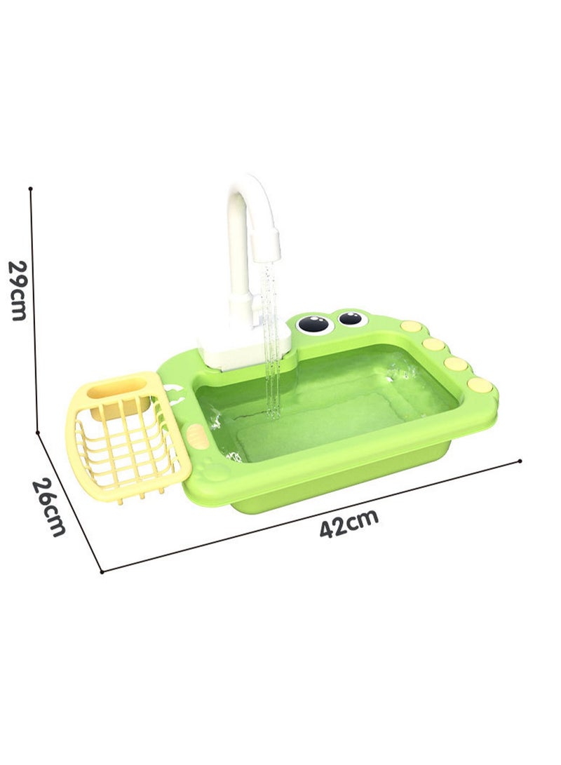1 Set of Children's Dishwasher Water Counter Sink Working Plastic Electric Toy (Green Without Batteries) - Image 2