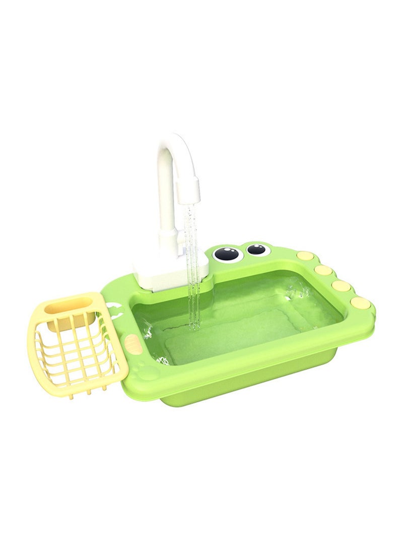 1 Set of Children's Dishwasher Water Counter Sink Working Plastic Electric Toy (Green Without Batteries) - Image 1