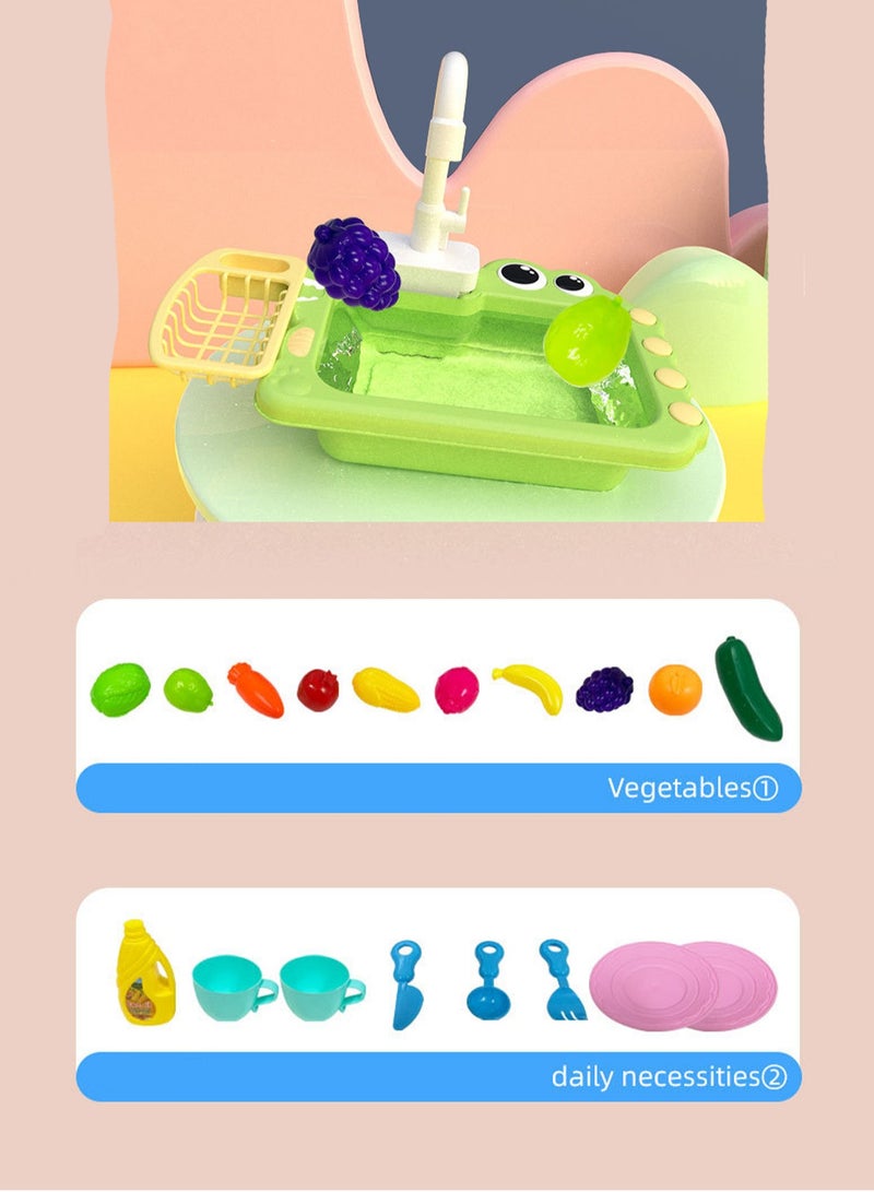 1 Set of Children's Dishwasher Water Counter Sink Working Plastic Electric Toy (Green Without Batteries) - Image 4