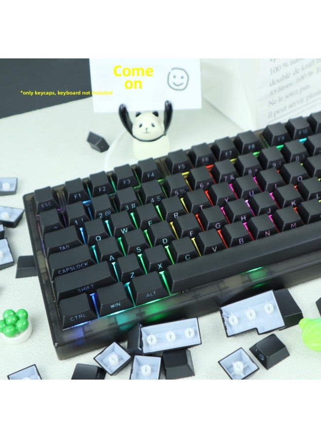 Original CHERRY Height PBT Two-color Side Engraved Transparent Mechanical Keyboard Key Cap Large Full Set Of 75 98 Matching-Color:Original Cherry Height-140 Key Side-engraved Translucent Keycaps-black-bag  - Image 3