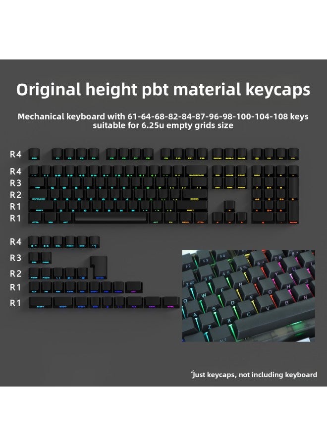 Original CHERRY Height PBT Two-color Side Engraved Transparent Mechanical Keyboard Key Cap Large Full Set Of 75 98 Matching-Color:Original Cherry Height-140 Key Side-engraved Translucent Keycaps-black-bag  - Image 2