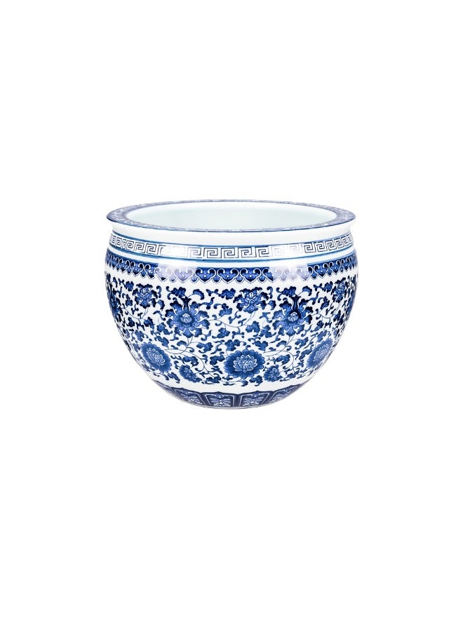 Gulf Flowers Chinoiserie Ceramic Flower Pot – Elegant Asian-Inspired Planter for Home & Garden Décor 