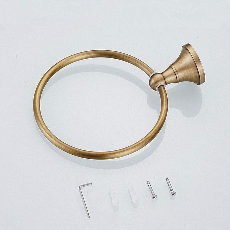 Leyden Towel Ring Antique Brass Hand Towel Holder Bathroom Accessories Brushed Shower Towel Hanger Round Wall Mounted - Image 5
