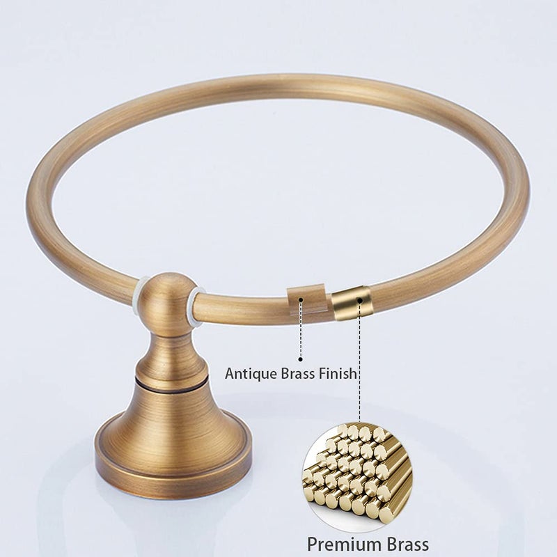 Leyden Towel Ring Antique Brass Hand Towel Holder Bathroom Accessories Brushed Shower Towel Hanger Round Wall Mounted - Image 4