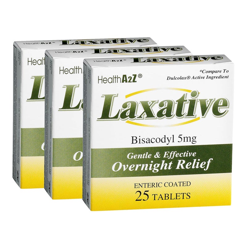 HealthA2Z HealthA2Z Laxative Bisacodyl 5mg Gentle and Fast Overnight Relief for Constipation 75 cout Pack of 3