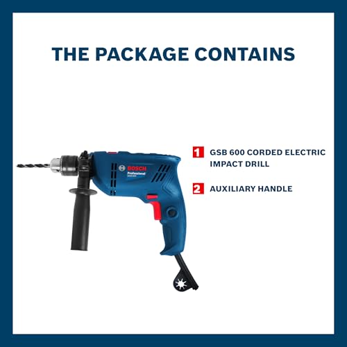 BOSCH GSB 600 Corded Electric Impact Drill | 600 W Motor | Speed upto 3000 RPM | Rated Torque of 1.4 Nm | Impact rate upto 48000 BPM | Double Insulation | 1 Year Warranty - Image 2