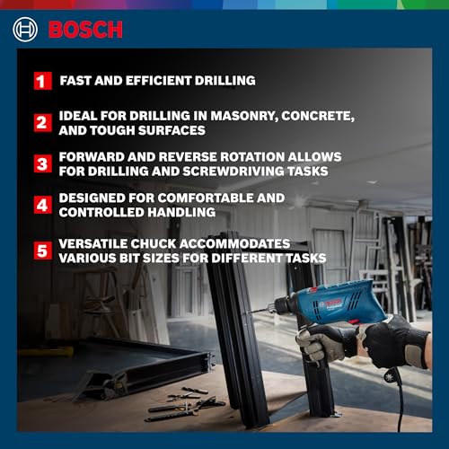 BOSCH GSB 600 Corded Electric Impact Drill | 600 W Motor | Speed upto 3000 RPM | Rated Torque of 1.4 Nm | Impact rate upto 48000 BPM | Double Insulation | 1 Year Warranty - Image 3