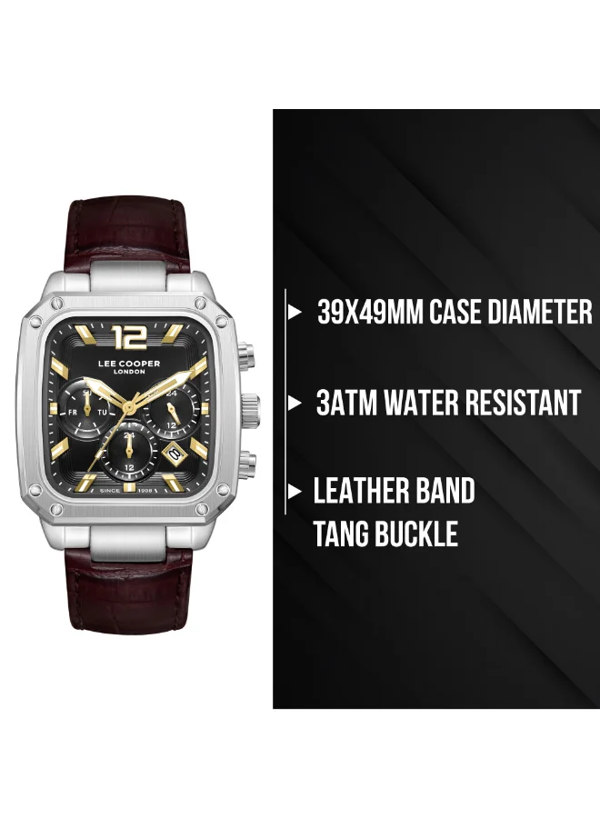 لي كوبر Men's Leather Multi Function Watch LC08184.352 - 39X49 mm